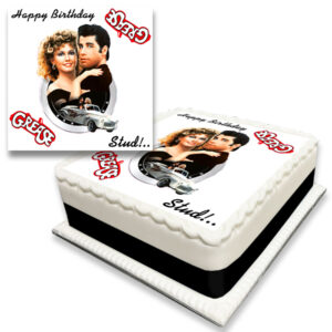 Grease Lightning Text Cake