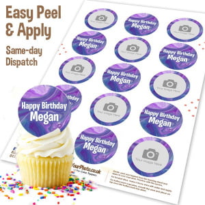 Purple Marble Cupcake Toppers