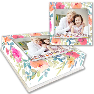 Watercolor Flowers Frame Photo Cake