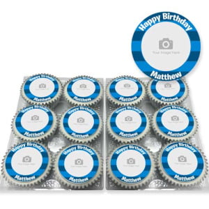 blue strips photo cupcakes
