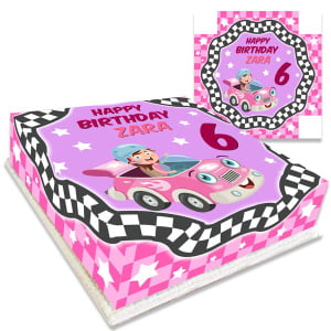 girl racing car birthday cake